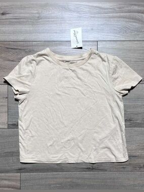 Universal Thread Womens 100% Cotton Short Sleeve Crop Top Small Bright Linen